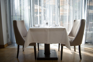 Elegant table arrangement in restaurant