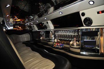 Interior of limousine car