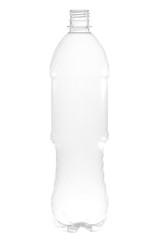 New, clean, empty plastic bottle on white background