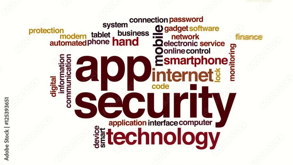 Poster app security animated word cloud.