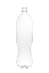 New, clean, empty plastic bottle on white background