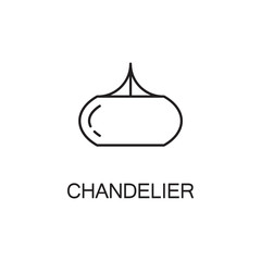 Chandelier flat icon. High quality outline pictogram of element for interior. Vector line illustration of chandelier for web design or mobile app. Button and symbol for design visit card, logo.