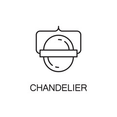 Fototapeta premium Chandelier flat icon. High quality outline pictogram of element for interior. Vector line illustration of chandelier for web design or mobile app. Button and symbol for design visit card, logo.