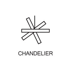 Chandelier flat icon. High quality outline pictogram of element for interior. Vector line illustration of chandelier for web design or mobile app. Button and symbol for design visit card, logo.