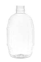 New, clean, empty plastic bottle on white background