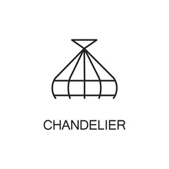 Fototapeta na wymiar Chandelier flat icon. High quality outline pictogram of element for interior. Vector line illustration of chandelier for web design or mobile app. Button and symbol for design visit card, logo.