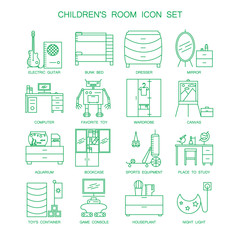 Children's room icon set.