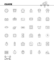 Clock line icon. Vector high quality outline pictogram of clock. Sign of element for home's interior. Thin line icon for design website or mobile app. Black symbol on format EPS 10 for logo.