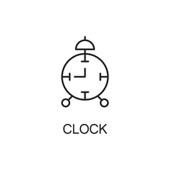 Clock line icon. Vector high quality outline pictogram of clock. Sign of element for home's interior. Thin line icon for design website or mobile app. Black symbol on format EPS 10 for logo.