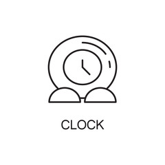 Clock line icon. Vector high quality outline pictogram of clock. Sign of element for home's interior. Thin line icon for design website or mobile app. Black symbol on format EPS 10 for logo.