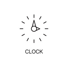 Clock line icon. Vector high quality outline pictogram of clock. Sign of element for home's interior. Thin line icon for design website or mobile app. Black symbol on format EPS 10 for logo.