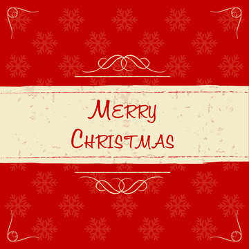 merry christmas in retro beige frame, greeting card, vector