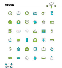 Clock line icon set.