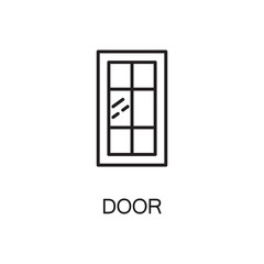 Door line icon. Vector high quality outline pictogram of door. Sign of element for home's interior. Thin line icon for design website or mobile app. Black symbol on format EPS 10 for logo.