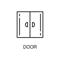 Door line icon. Vector high quality outline pictogram of door. Sign of element for home's interior. Thin line icon for design website or mobile app. Black symbol on format EPS 10 for logo.