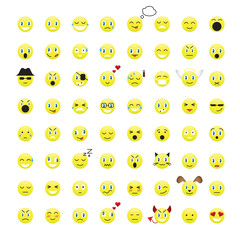 Set of Emoticons. 64 emoji icons.