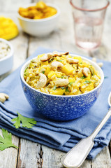 Curry chicken rice with mango
