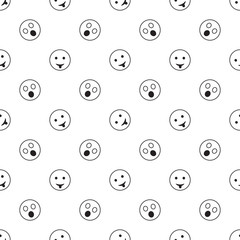 Emoticon seamless pattern in color background.
