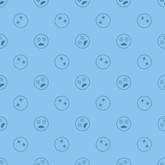 Emoticon seamless pattern in color background.