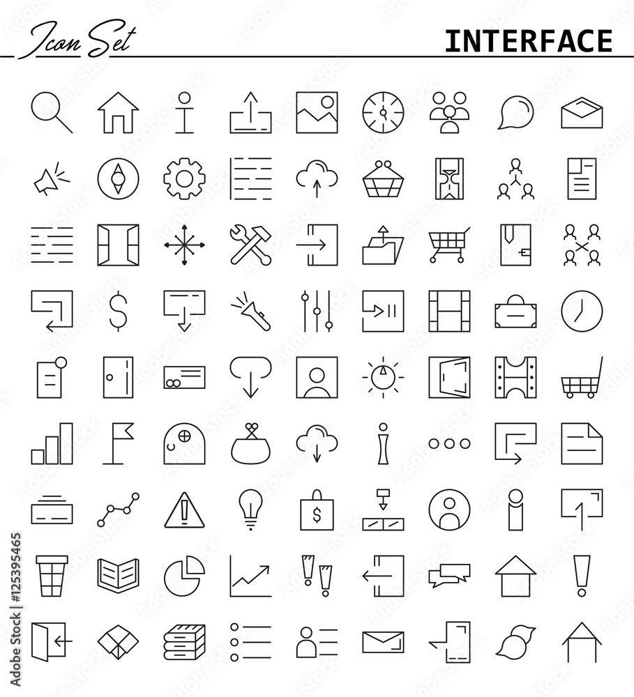 Wall mural 81 thin line icons for web and mobile. light version.
