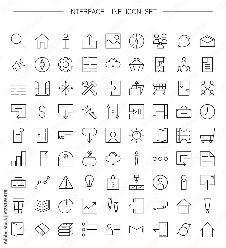 Poster 81 thin line icons for web and mobile. light version.