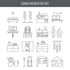 Bedroom icon set.