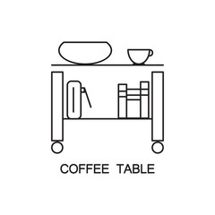 Coffee table flat icon.