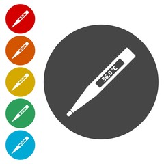 Medical thermometer icon. Flat color design. Vector illustration 