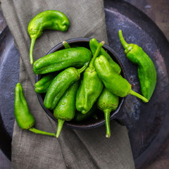 Raw green mexican spanish peppers jalapeno