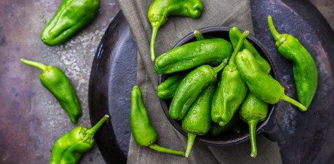 Raw green mexican spanish peppers jalapeno