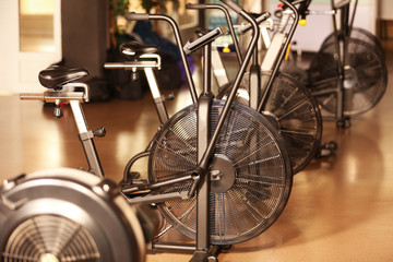 Exercise bikes in gym