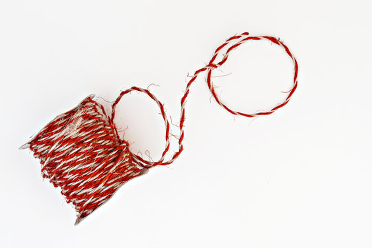 Kraft Red Twine In A Roll Isolated