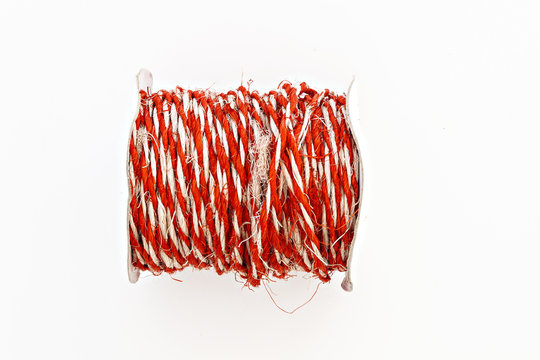 Kraft Red Twine In A Roll Isolated