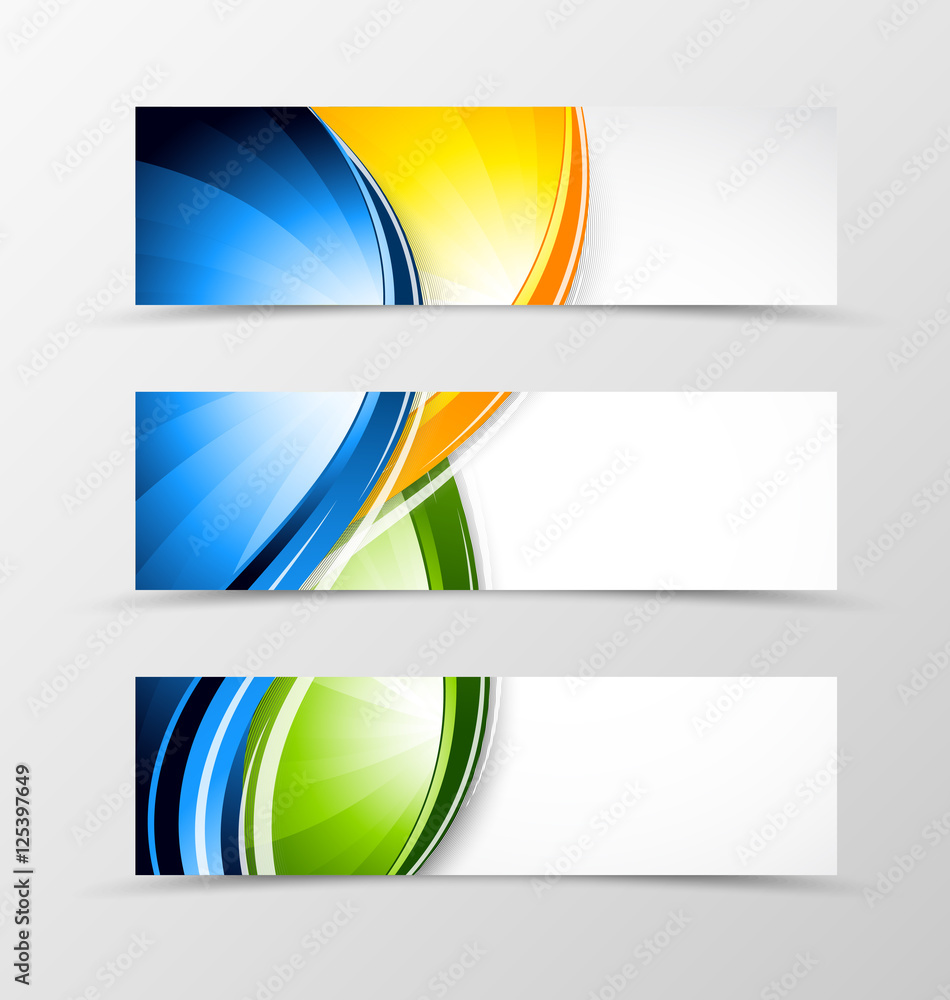 Poster Set of header banner dynamic wave design