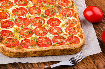 Tart with tomato and fresh herbs
