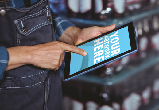 Man Using a Tablet Mockup