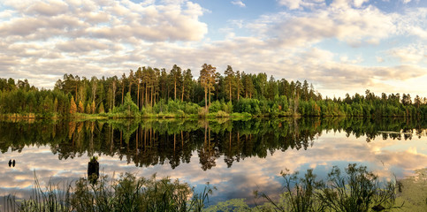 летний пейзаж на Уральской реке Иртыш, Россия