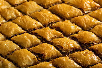 Homemade baklava with pistachios and hazelnuts