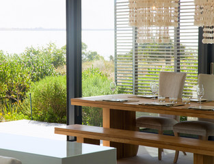 dinner table in room modern interior 