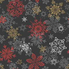 Winter seamless pattern with snowflakes. Vector illustration.