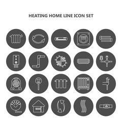 Set of line icons heating home.
