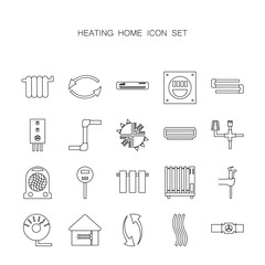 Set of line icons heating home.