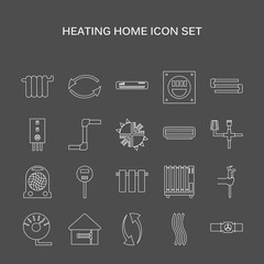 Set of line icons heating home.
