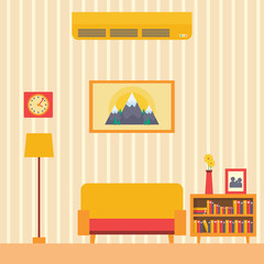 Living Room Flat Vector Illustration