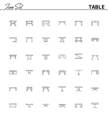 Table line icon set.
