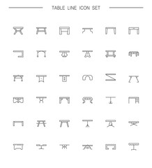 Table line icon set.