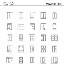 Wardrobe line icon set.