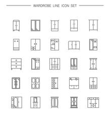 Wardrobe line icon set.