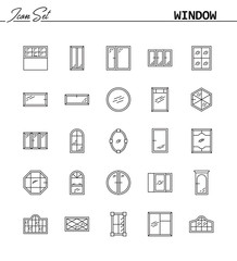 Window line icon set.