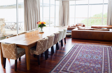 dinner table in room interior